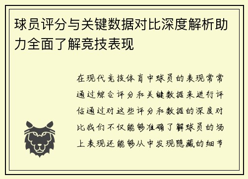 球员评分与关键数据对比深度解析助力全面了解竞技表现 球员评分与关键数据对比深度解析助力全面了解竞技表现
